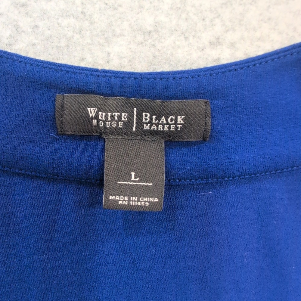 White House Black Market Blue Sleeveless Ruffle Tank Top Size L Women's - Picture 2 of 4